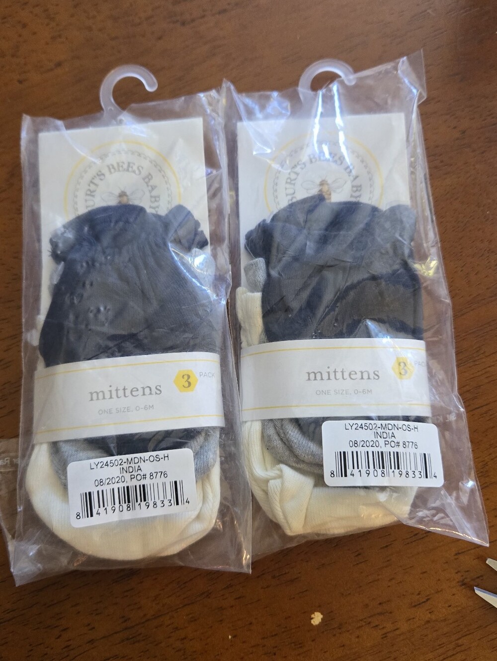 Baby Mittens 3-Pack - Gray, Black & Cream